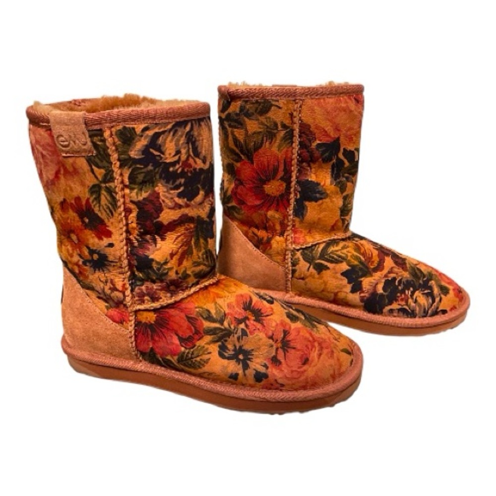 Emu Floral pink and Black Winter Boots